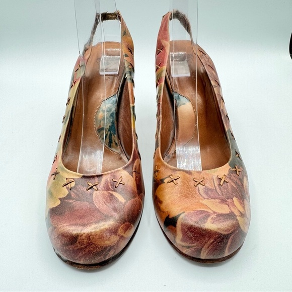 JOHN FLUEVOG PRODIGY FLORAL SLINGBACK HEELS BLOCK HEELS MADE IN PERU SIZE 10.5 - Picture 5 of 12